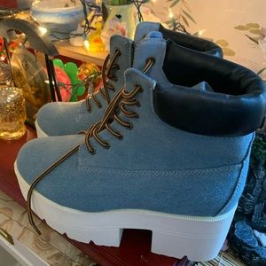 Dolls Kill Denim Platform Boot Sneakers